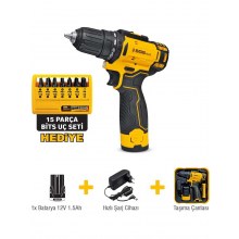 AKÜLÜ VİDALAMA SETİ 12VOLT 1,5A TEK BATARYA KUTULU 